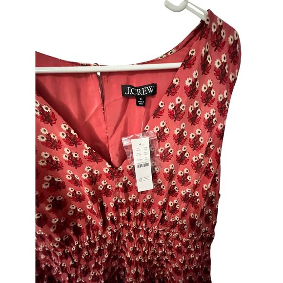 JCrew NWT Red Floral Smocked Waist Maxi Dress – Size XL - Picture 2 of 8